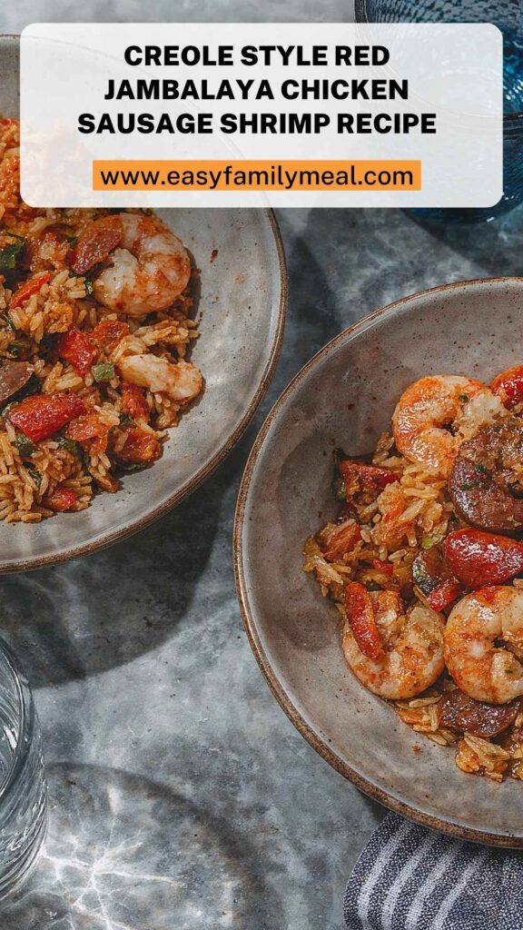 Creole Style Red Jambalaya Chicken Sausage Shrimp Recipe