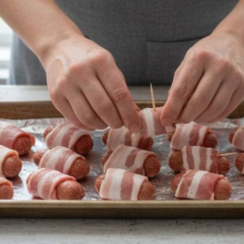 Step 3: Wrap the Cocktail Wieners